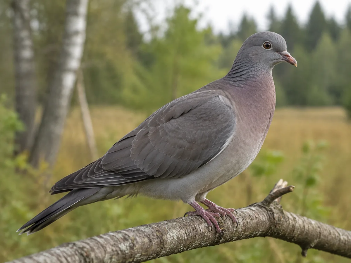 Ung ringduva utan tydlig vit halsfläck